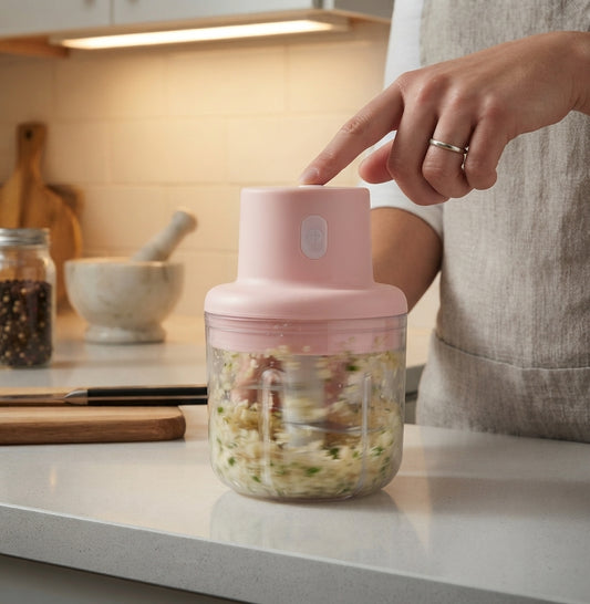 Compact Garlic Chopper – Stainless Steel Blade Manual Mincer | AMNARA