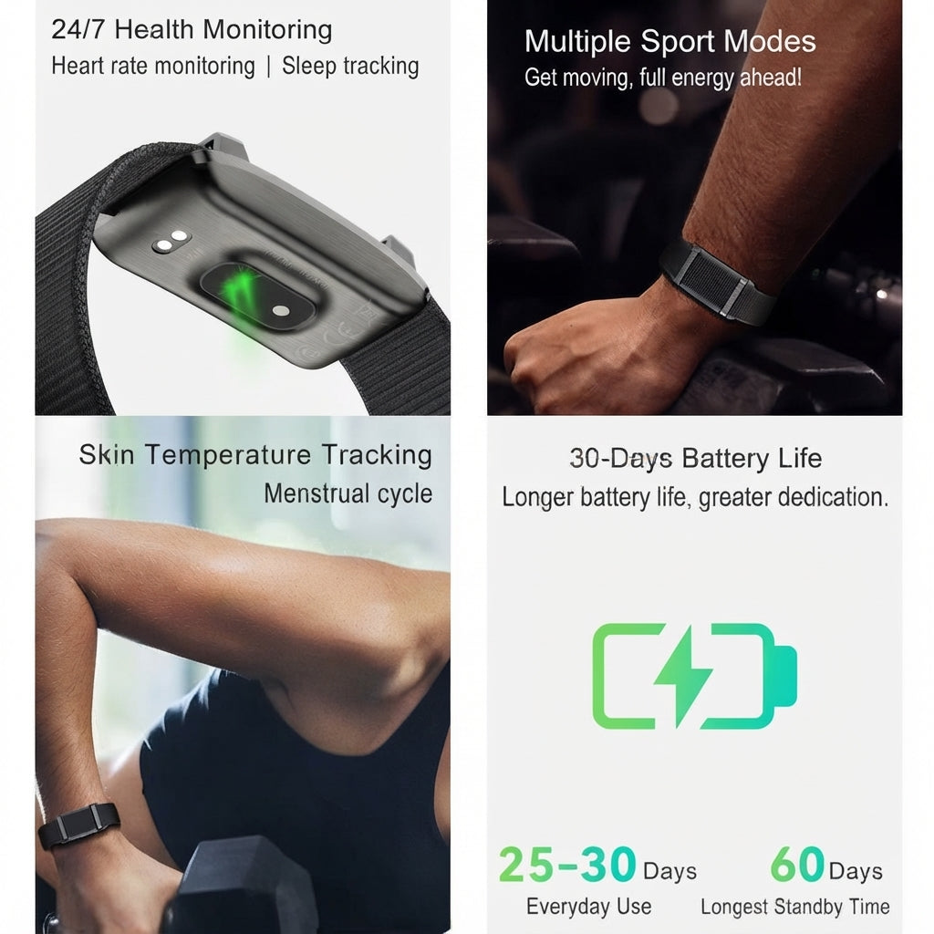 Smart Bracelet Fitness Tracker – Adjustable Wristband | Health & Activity Monitor for Men & Women | AMNARA